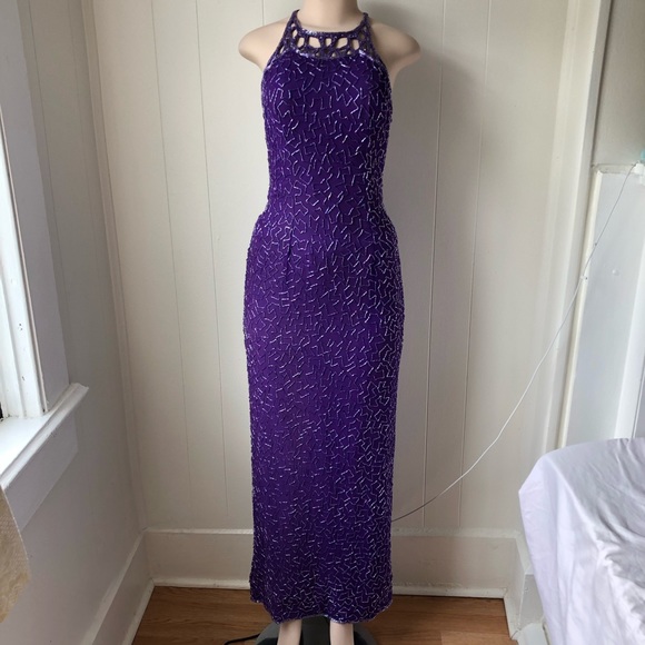Vintage Purple Beaded Gown - Picture 10 of 10